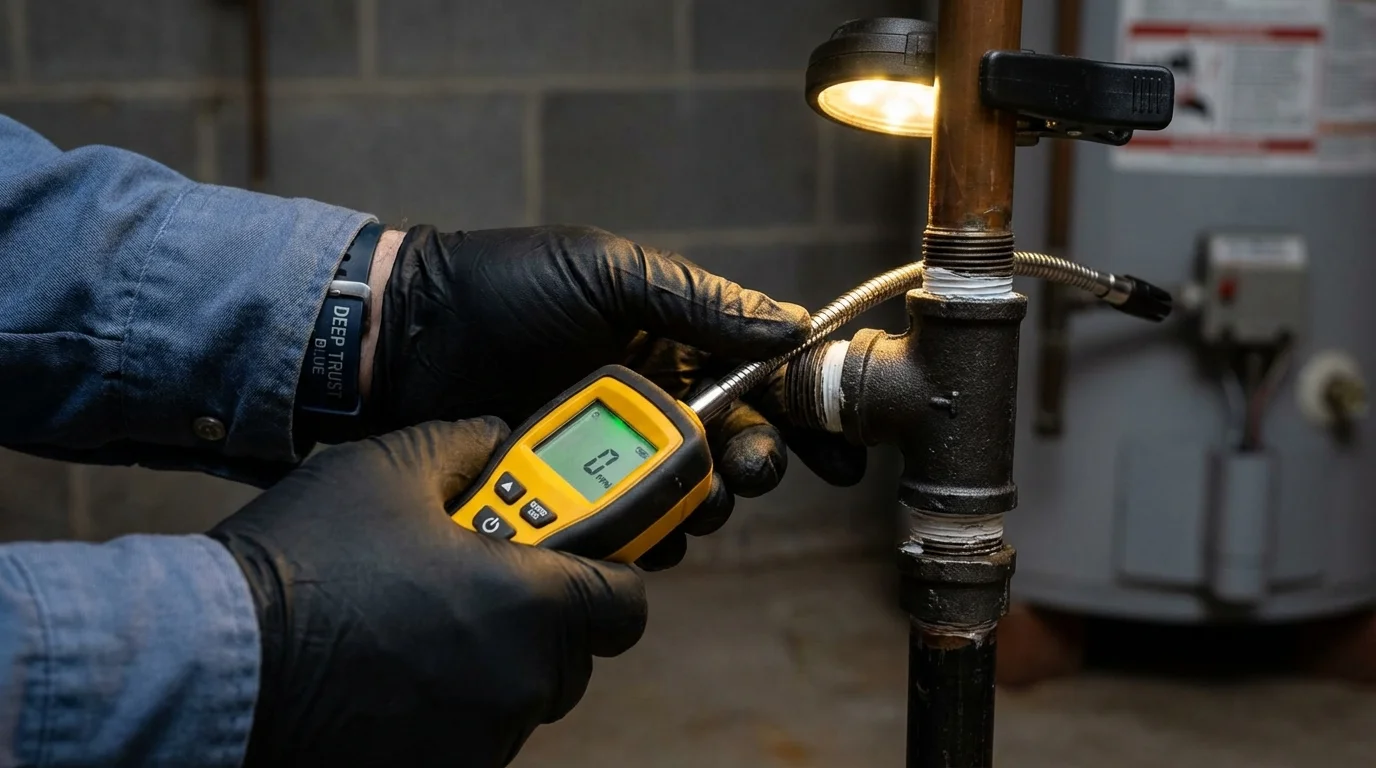 Gas leak detection with electronic sniffer by Johns Plumbing LLC in Castroville