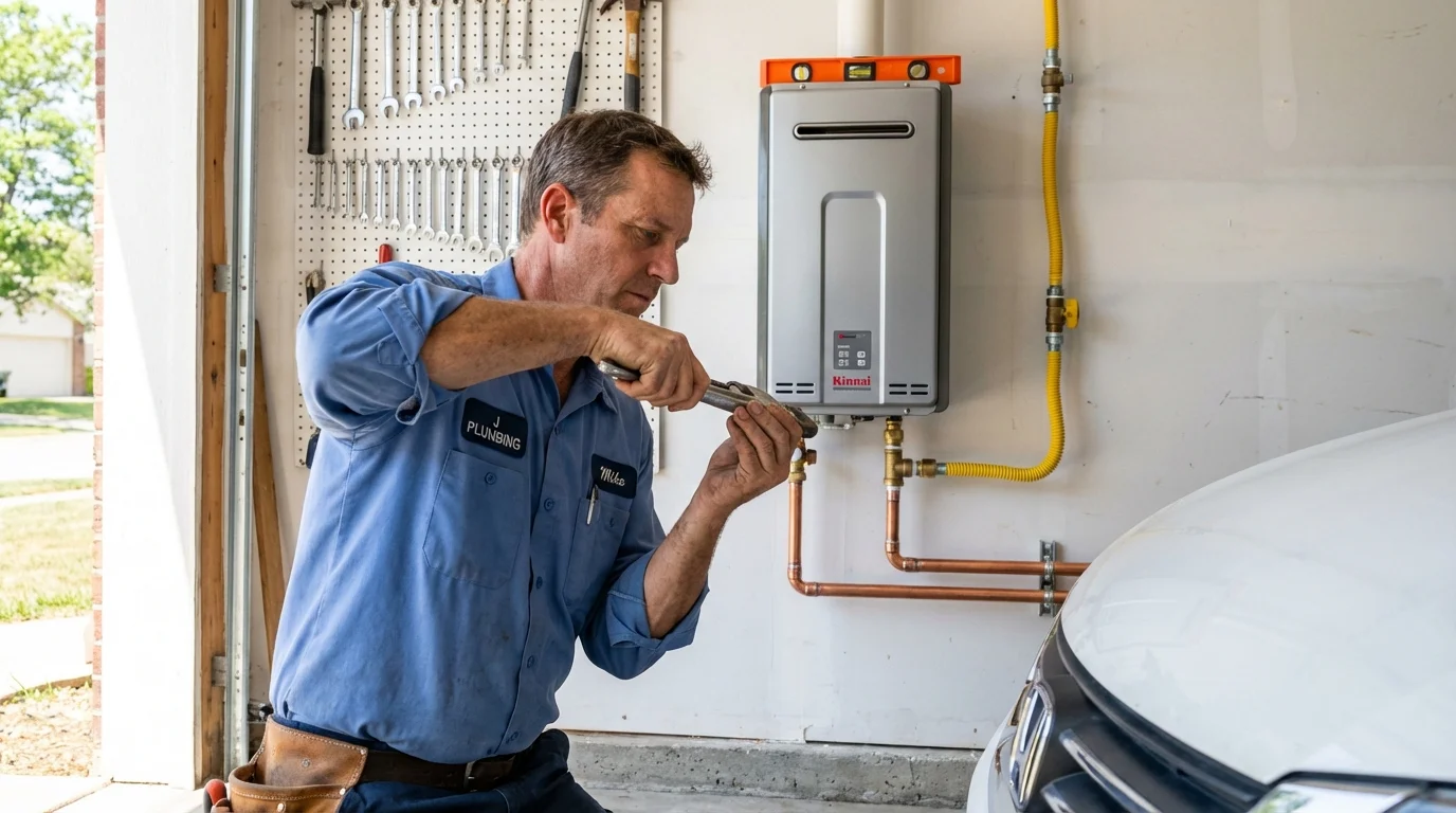 Tankless water heater installation by a Johns Plumbing LLC plumber in Castroville